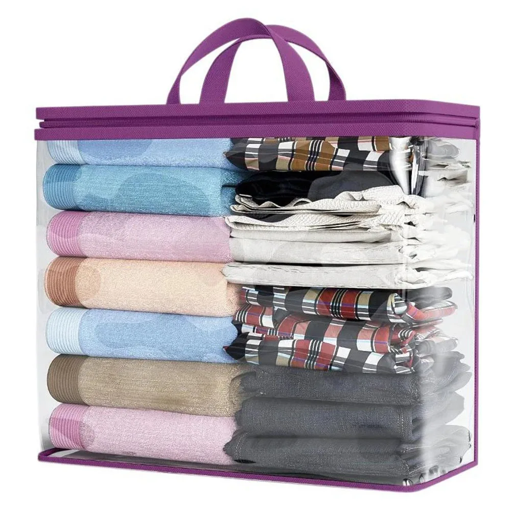 Transparent Zipper Storage Bag, Closet Organizer, Bedding, Linen, Blanket, Down Comforter, Clothes, Toys Storage Bag