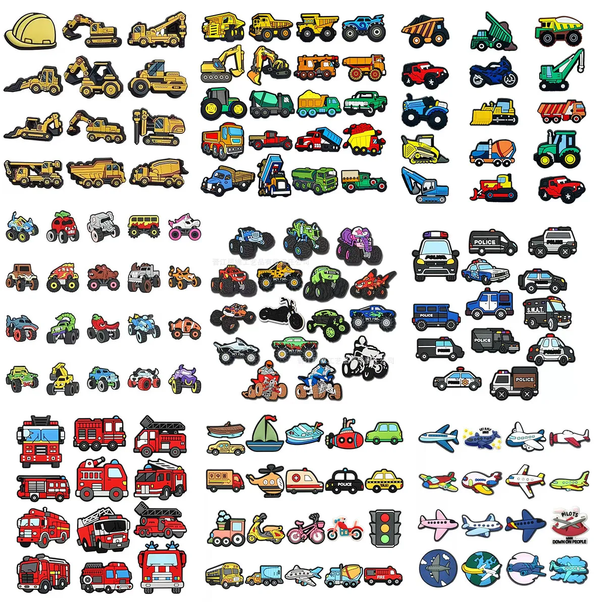 6-100pcs Fire Engine (for Vehicles) Shoe Charms for Kids Sandals Classic Shoe Accessories Decoration Pins Party Birthday Gifts