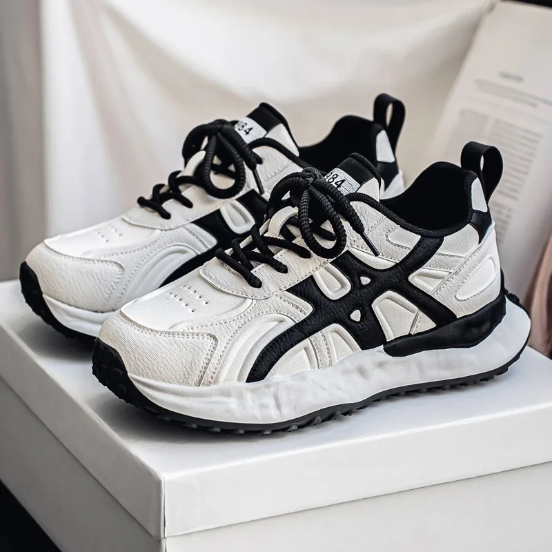 2025 Spring and Autumn New Men's Thick Bottom Comfortable Lace Up Sports Shoes Vulcanized Shoes Men's Casual Running Shoes