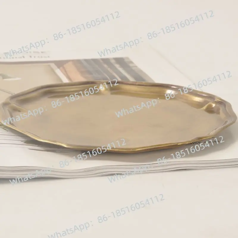 

Маленький поднос в американском стиле ретро, латунный старый круглый поднос для ароматерапии, поднос для хранения ювелирных изделий, украшение для дома, мягкое украшение