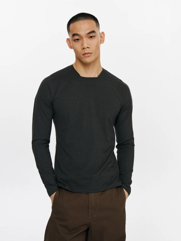 Oneup Elastic Slim Fit Long Sleeve round Neck T-Shirt Unisex Outdoor Climbing Fitness Running Top Polyester Spandex Blend