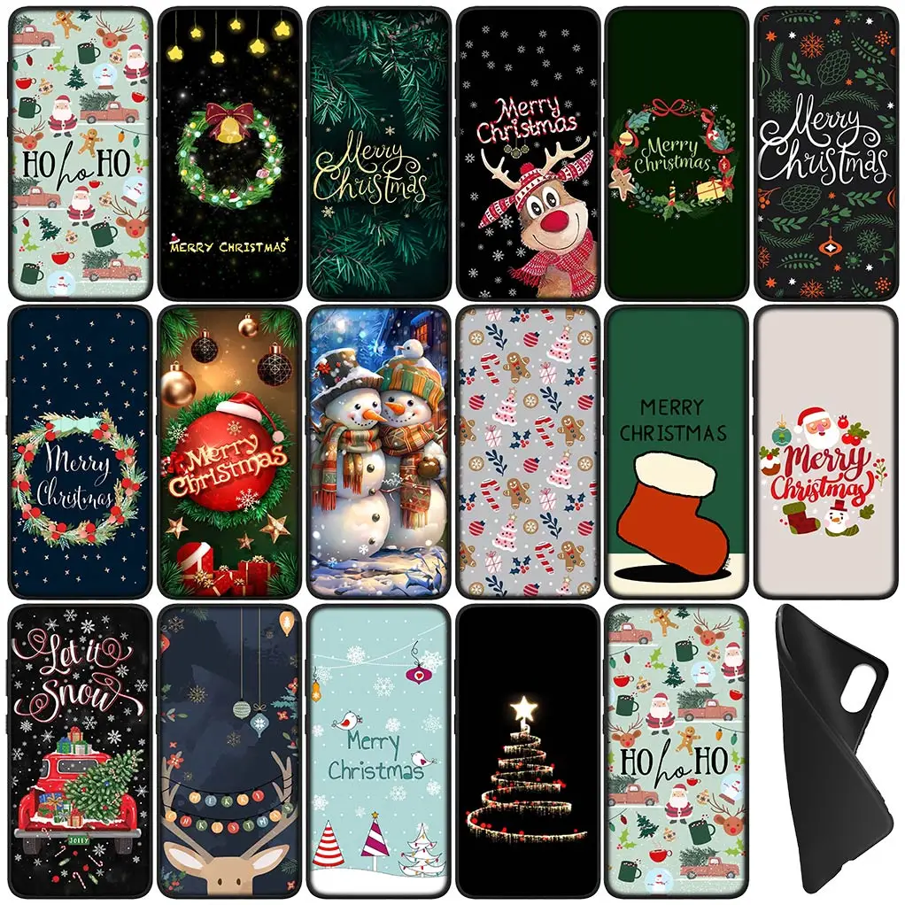 Snow Merry Christmas Tree Deer gift Cover Phone Case for Samsung Galaxy S24 S23 Fe Ultra Plus A05 A55 A35 A24 A25 A15 M55 Coque