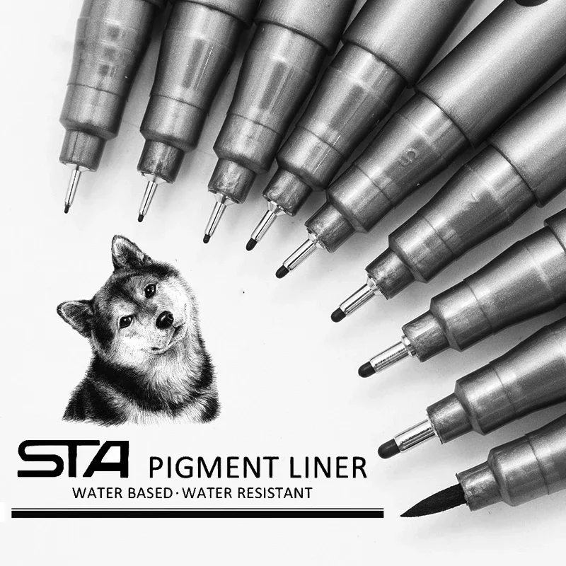 

Waterproof Fade Proof Micron PenTip Fine Liner Black Sketch Water Marker Pen for Manga