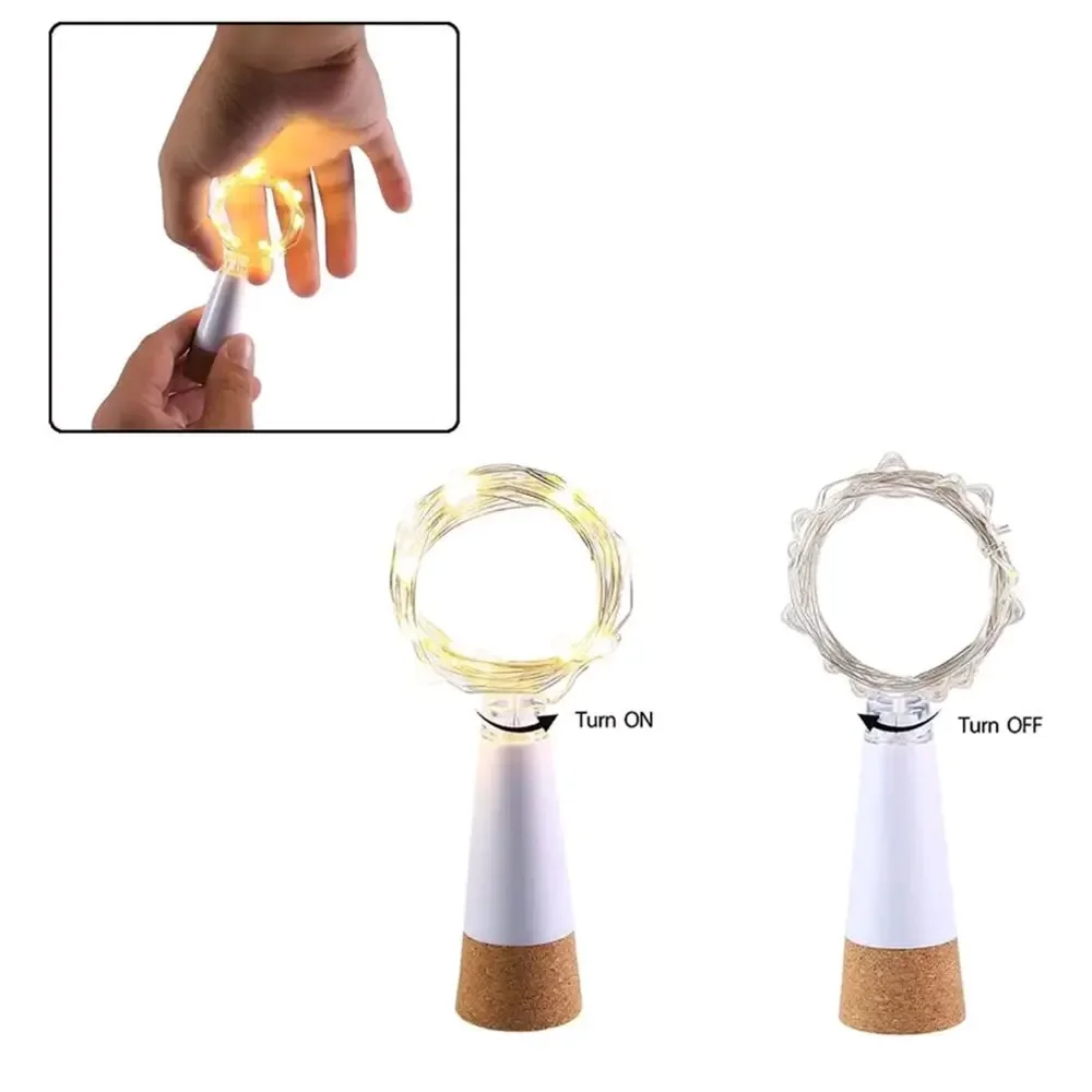 Botella de corcho de luz de hadas recargable por USB para decoración interior, lámpara de cadena de Navidad para dormitorio, fiesta en casa, boda, 2m, 20 LED, 1 pieza