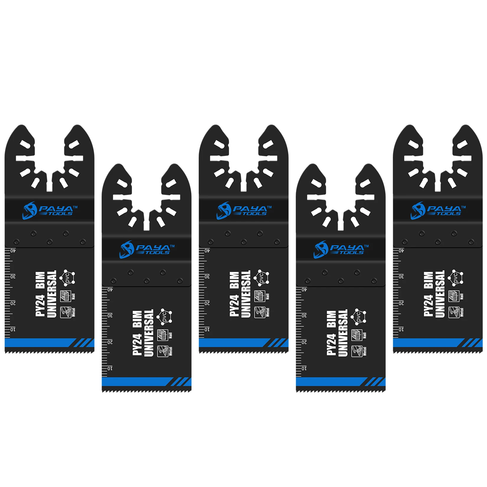 PAYA 5PCS Pack 34MM BI-METAL Quick-fit Oscillating Multi Tool Blade Set for Cutting Wood Metal Drywall Wood With Nails