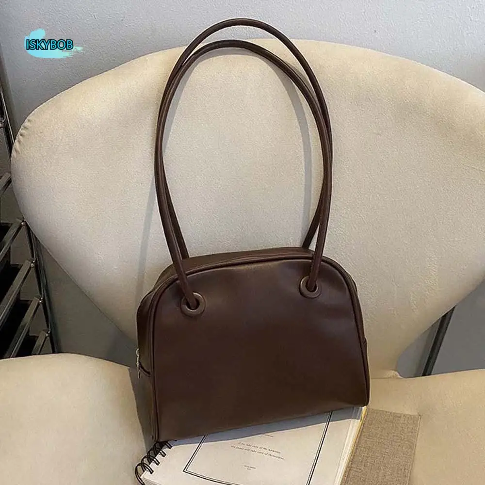 

Classic Elegant Soft PU Tote Bag Anti-splash Water French Style Square Underarm Bag Black Brown Solid Color Shoulder Bag School