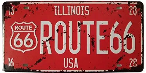 ILLINOTS Route 66 Retro Vintage Auto Metal sign Tin Sign Embossed Tag Size Home Pub Bar Decor 6 X 12