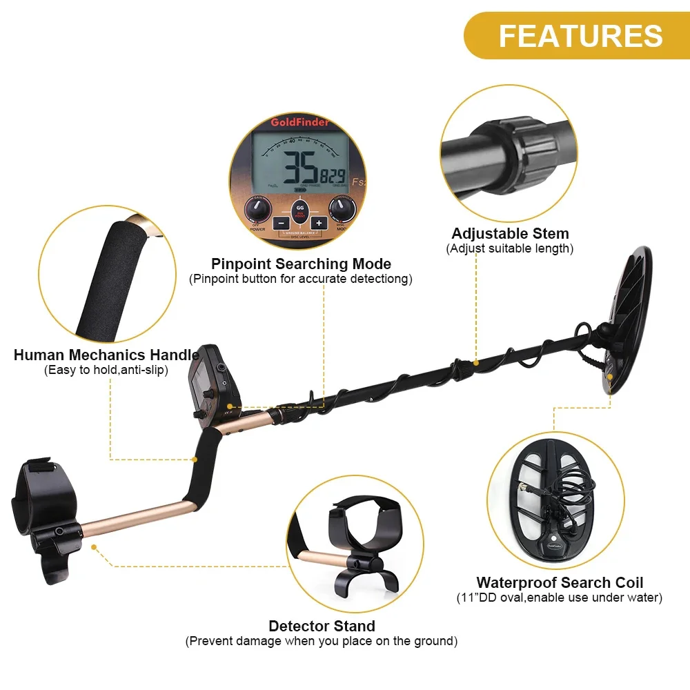 FS2 Underground Metal Detector High Sensitivity 11'' and 5'' Coils Treasure Finder Precise Locator Metal Detector Professional