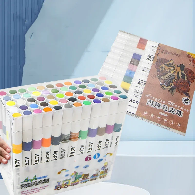 

12/24/36/48 Colors Acrylic Paint Pens Set Art Marker Pen DIY Graffiti Art Making Ceramic Wood Fabric Canvas Supplies