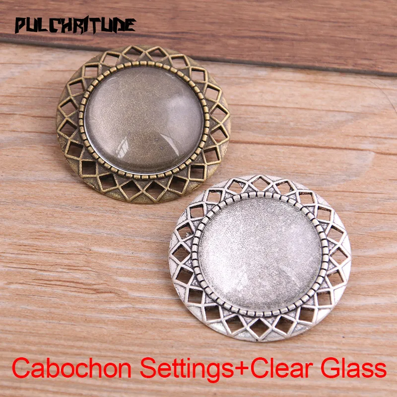 2pcs 25/35mm Inner Size Two Color New Product Punk Round Brooch Cabochon Base Setting Charms Pendant