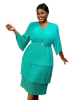 Lake Green Pearl Chiffon V Neck Pleated A Line Cake Dress Summer Elegant Graceful and Versatile Ideal for Various Occasions