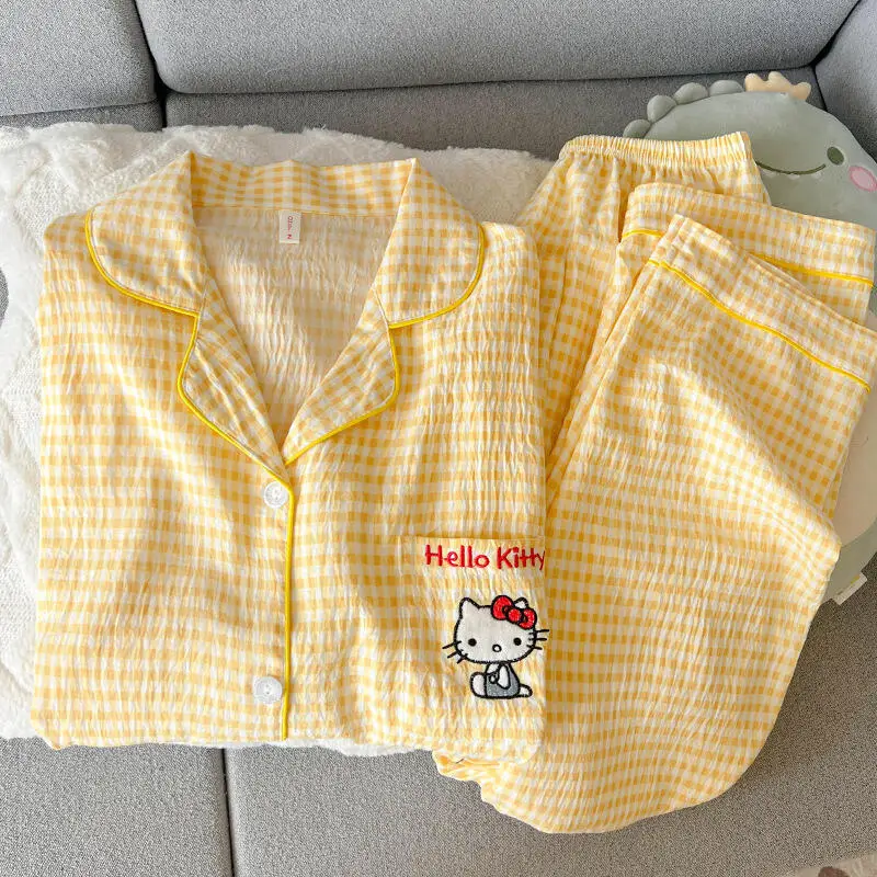 

Women's Long-Sleeved Trousers Pajama Set Fashionable Women's Spring and Autumn New Home Wear Girl's Soft Cardigan Two-Piece Set