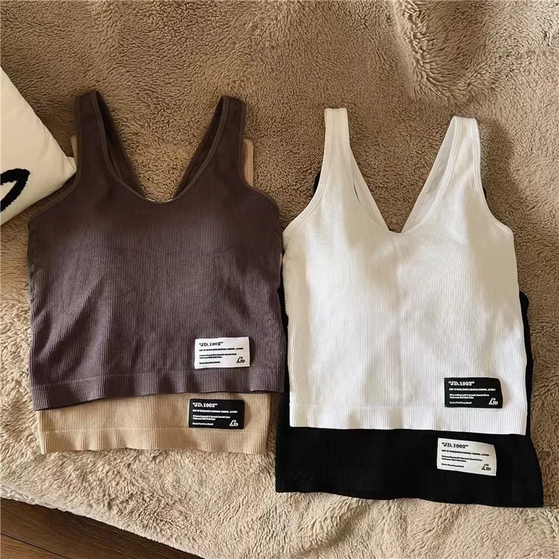 Sports Bra Top Women No Steel Ring Anti Light Wrap Chest Backless Underwear Commute Style Solid Color Inner Outer Wear