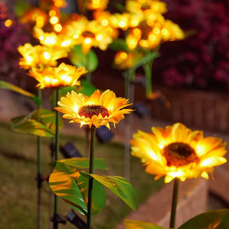 Solar Sunflower Garden Decoration Lights Waterproof Simulation Flower Patio Lawn Lights Outdoor Wedding Party Decoration Lights