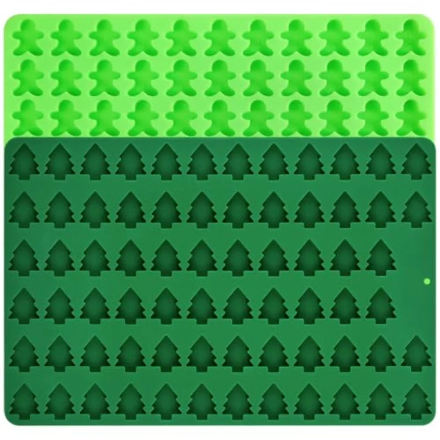 

Christmas Chocolate Silicone Molds 2PCS Mini Christmas Tree and Ginger Man Shaped Candy Mold Non Stick for Fondant Gummy Jello
