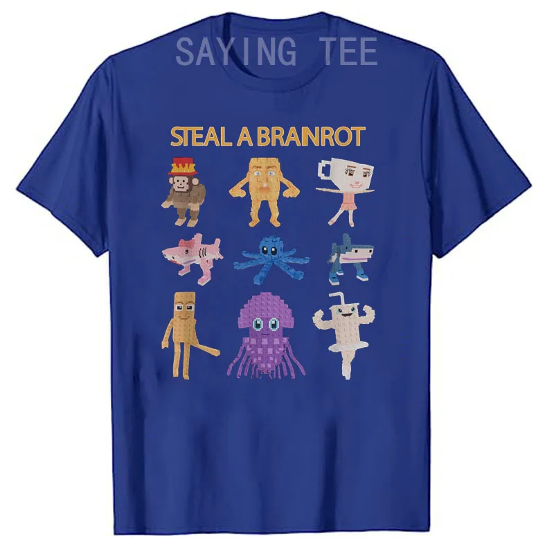 سرقة الدماغ روت مضحك ألعاب تصميم تي شيرت الإيطالية Brainrot لعبة فيديو Y2k قائلا المحملة الجدة هدية القطن قصير الأكمام البلوزات