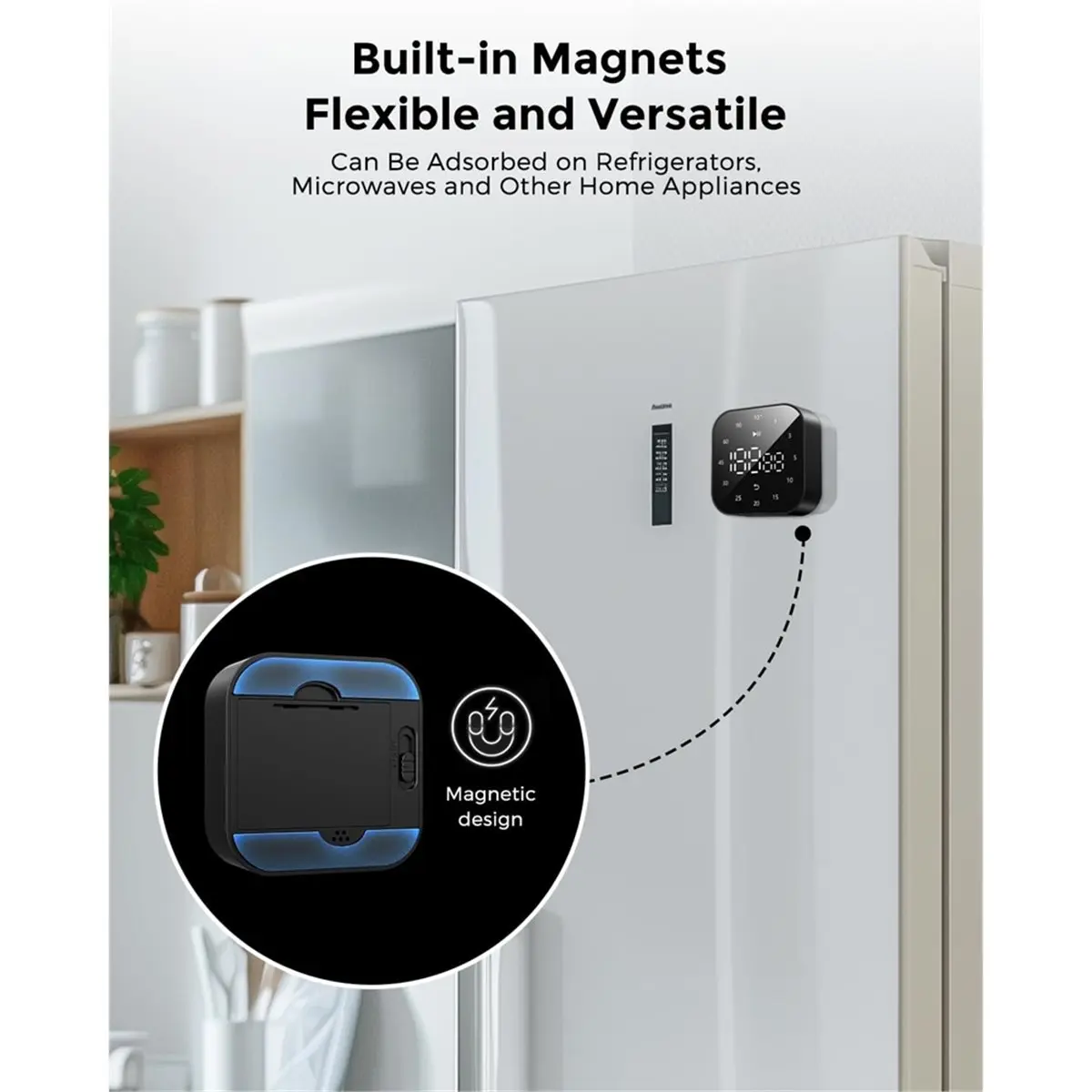 Digital Kitchen Timer,10s/1/3/5/10/15/20/25/30/45/60/90 Minutes Magnetic Countdown Timer, 199Min Countup Pomodoro Timer
