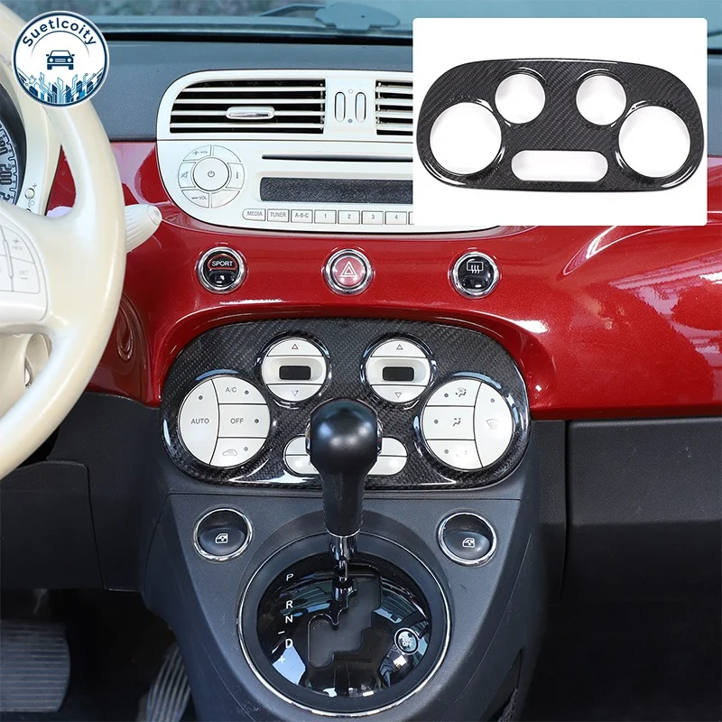 

For Fiat 500 Abarth 595 695 17-15 Real Carbon Fiber AC Digital/Manual Climate Frame Panel Cover Trim Interior Accessories