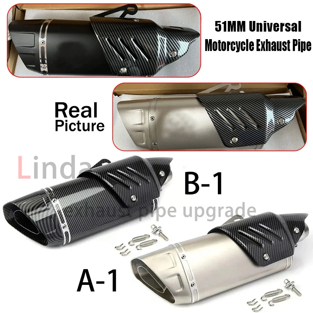 

51MM Universal Escape Moto Motorcross Exhaust Motorcycle Pipe Muffler Bicycle For YAMAHA R3 R6 mt07 CBR650F CBR300 Z900 Z800