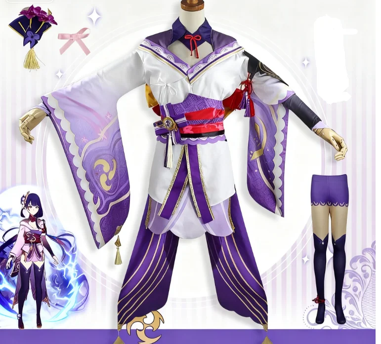 

Game Genshin Impact Cosplay General Lightning Shogun CostumePurple Elegant Sexy Style Kimonorole-playing Halloween Christmas