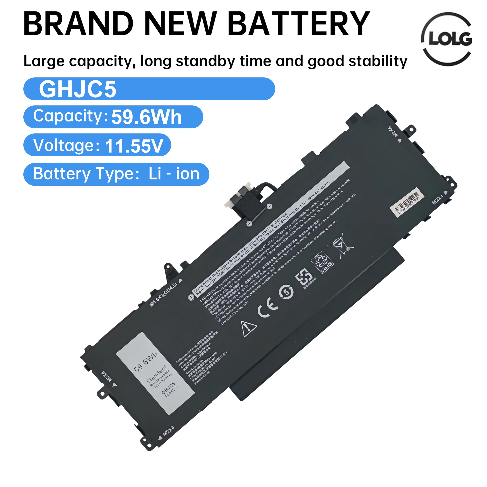New GHJC5 59.6Wh Laptop Battery for Latitude 9420 2-in-1 Series 31CP5/81/71 laptop battery