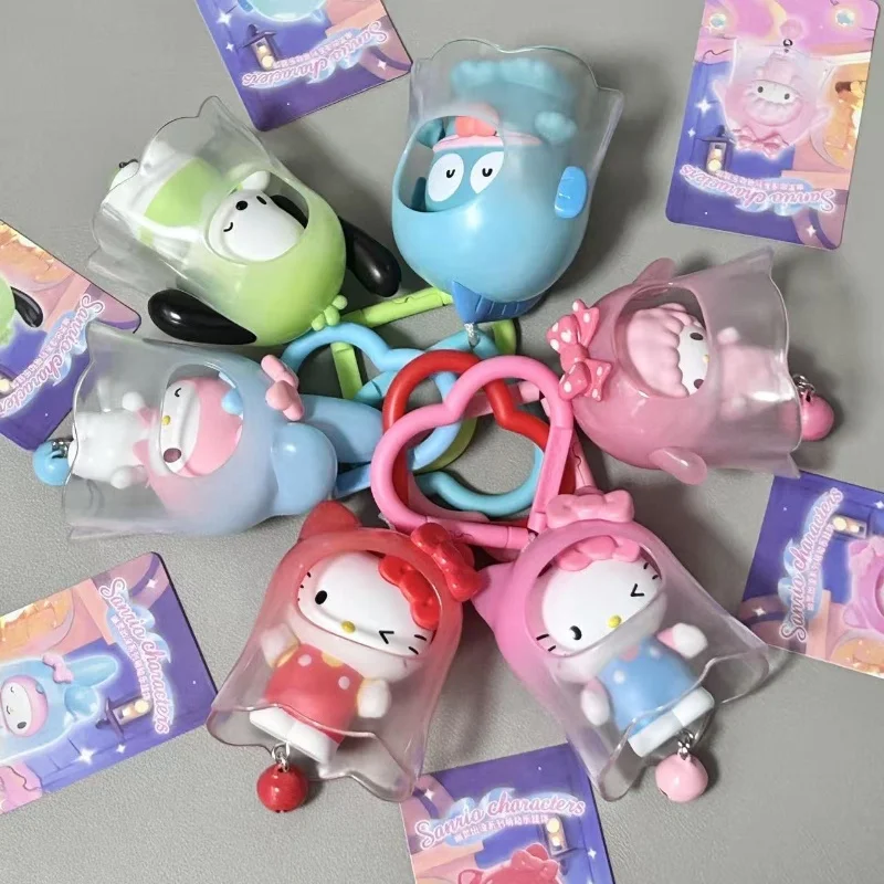

Sanrio Ghosts Appear Series Blind Box Original Kawaii Wind Chime Keychain Cute Bag Decor Kitty Melody New Mini Mystery Toy Gift