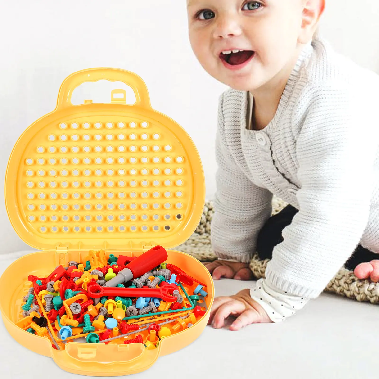 

1Set Kids Nut DIY Educational Tool Set Plastic Toddler Learning Kit Early Development Hand Eye Coordination Creativity Gift