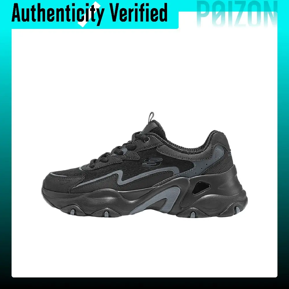 Skechers DLITES Artificial Leather Cushioning Low top Chunky Sneakers Women's Black 150831-BLK