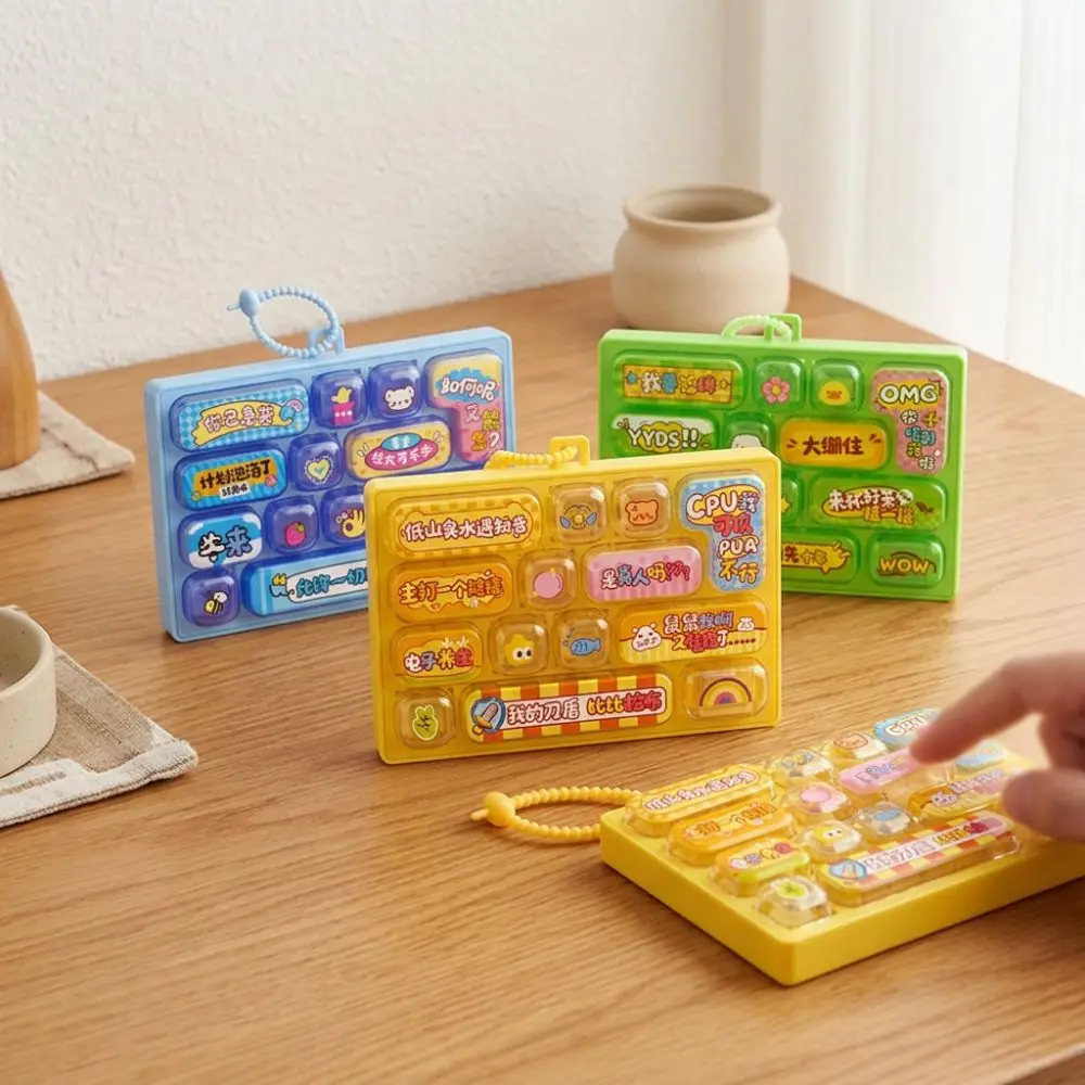 Plastic 14 Key Fidget Keyboard Charm Animals Clear Key Sounds Mini Keyboard Bag Charm Cartoon Press-Type