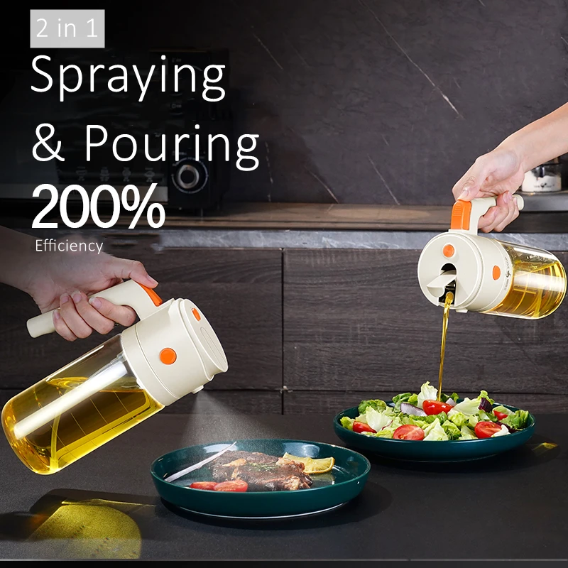 LFGB Certificated High Borosilicate Glass Oil Pot Spray and Pour Condiment Bottle for Barbecue 500ml Gravy Boat Watering Can