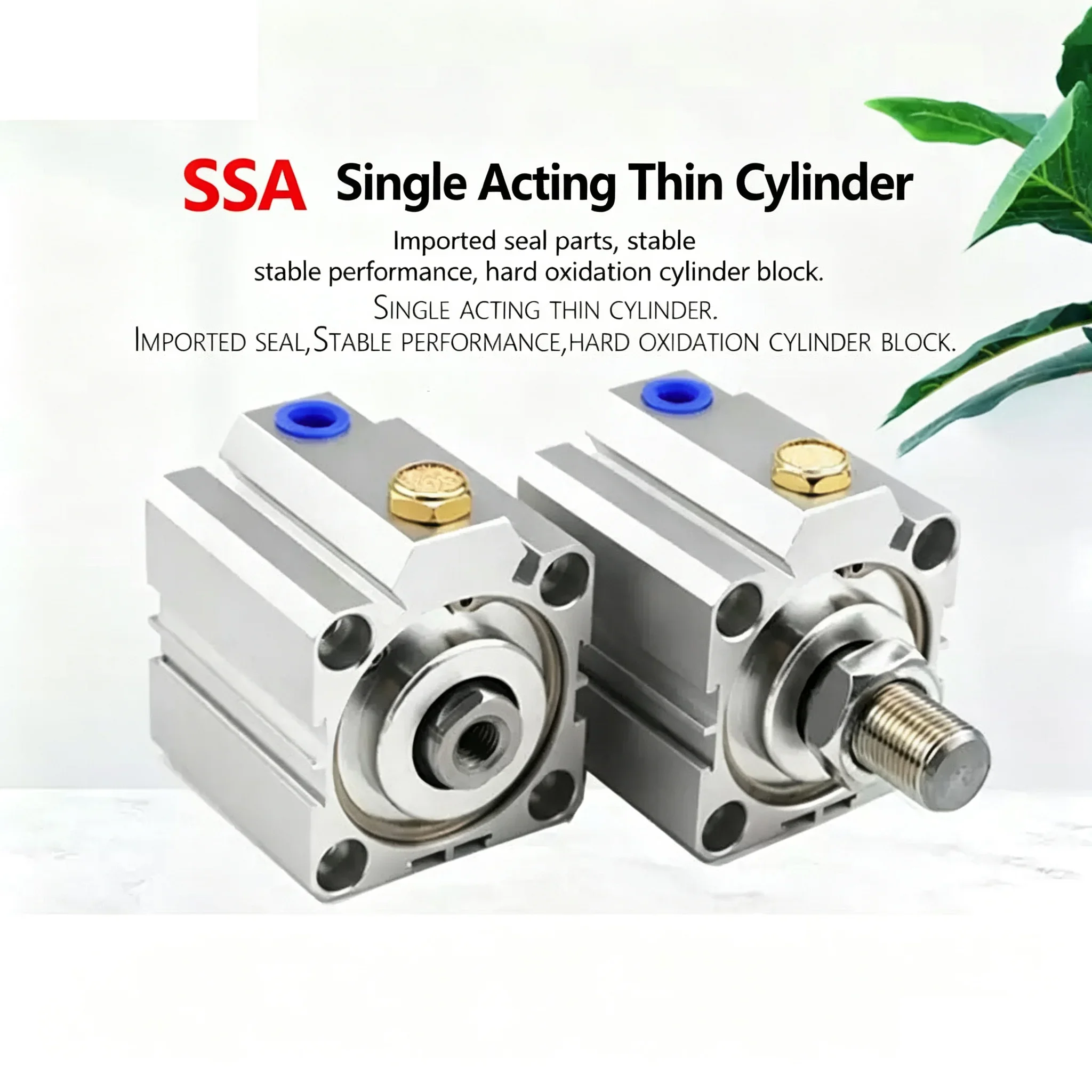 HLH Compact Cylinder Single Acting-push SSA Series Bore 20 25 32 40 50 63 80 Stroke 5mm 10mm 15mm 20mm 30mm 40mm 50mm