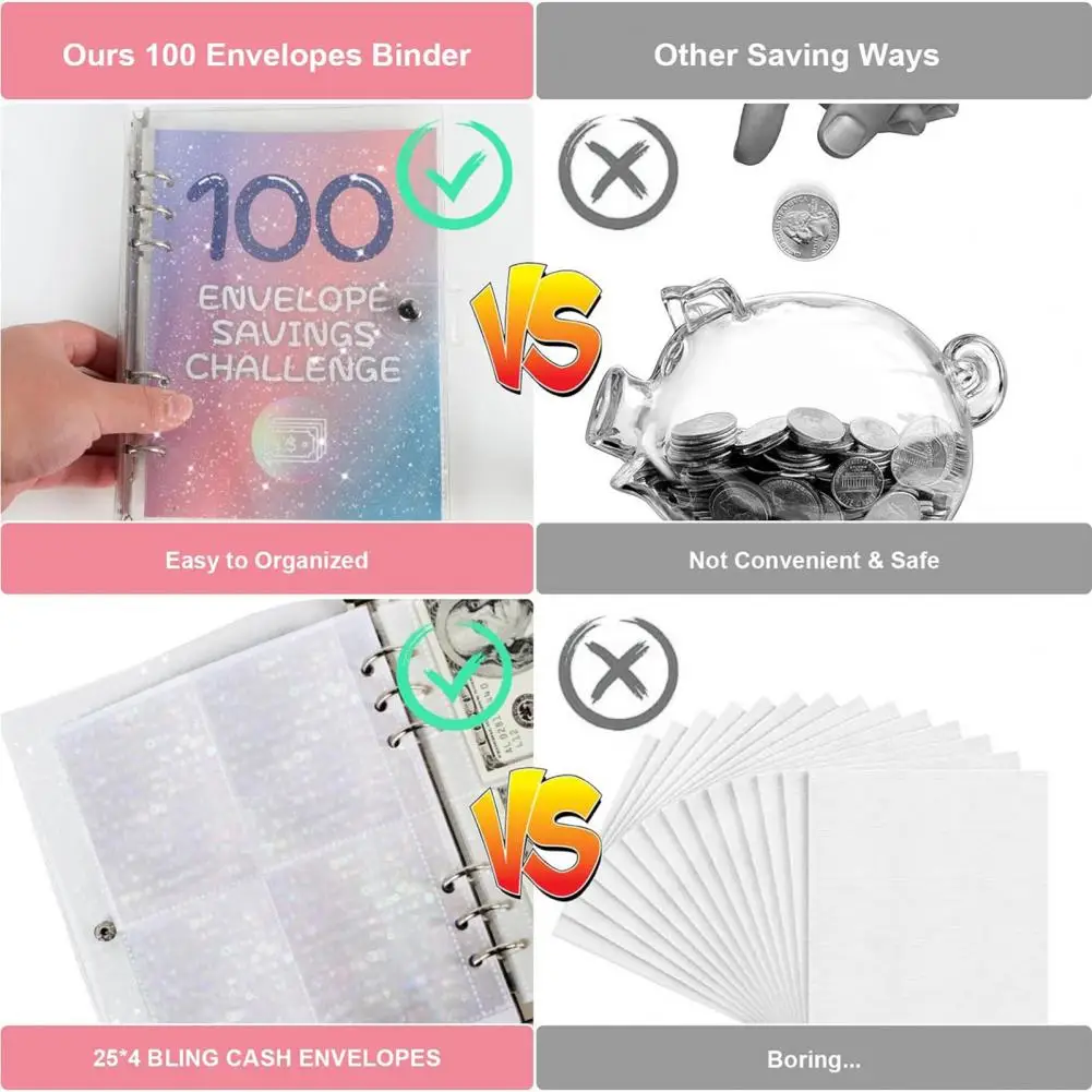 مغلف التحدي الموثق مع القلم ، وتوفير المال الموثق ، 100-day المغلف عدة ، مخطط المنزل ، كتاب ، لامعة