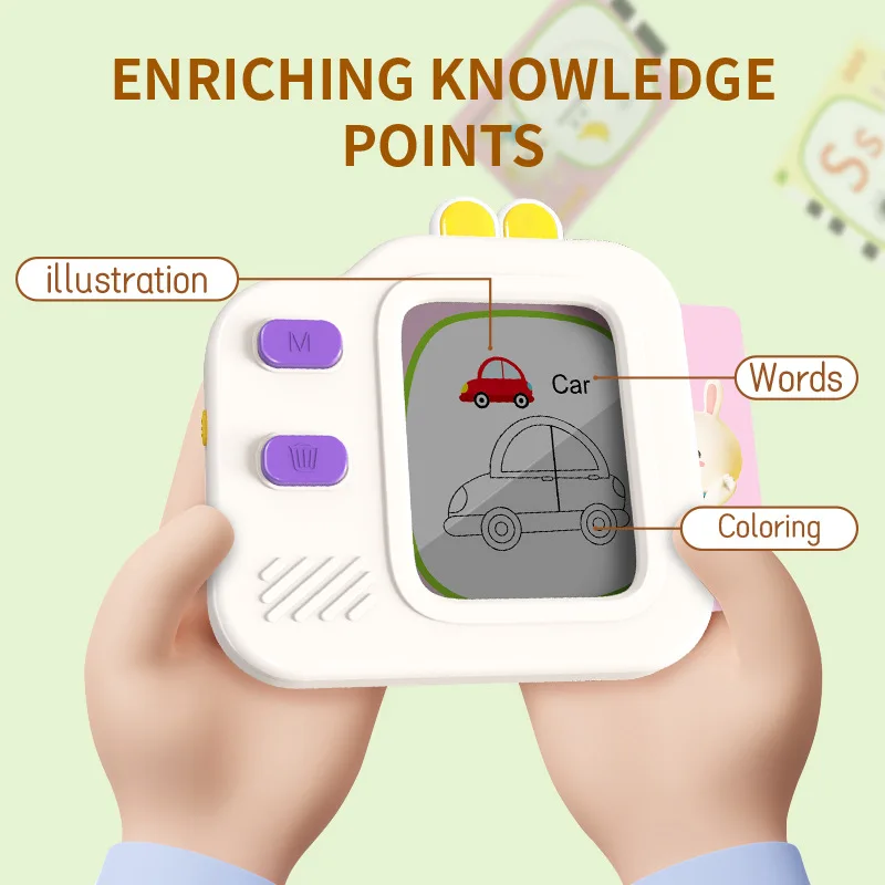 Talking Flash Cards Learning Machine for Kid Early Educational Language Electronic Audio Book Learn English Words Toys 2024