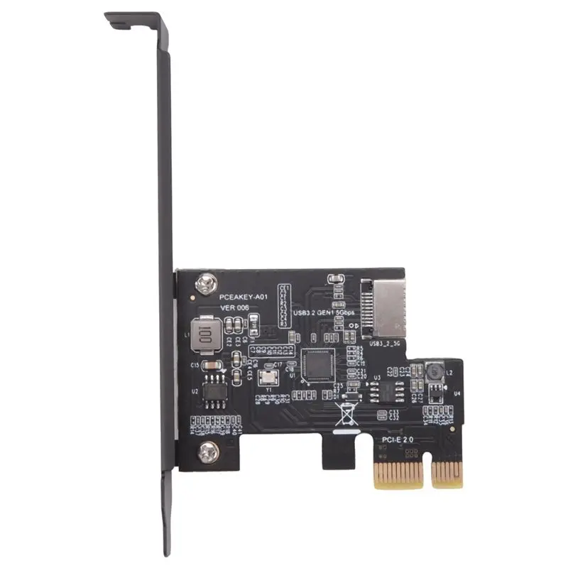 2X PCI-E 1X To USB 3.2 GEN1 5Gbps Type-E A-Key Expansion Card,Front Panel Type-C Interface For Desktop PC(ASM1042A)