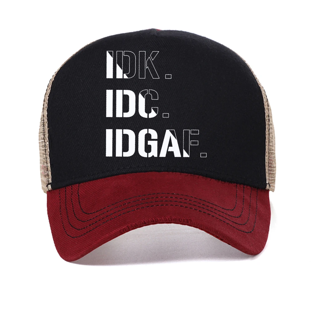 

IDK IDC IDGAF Graphic baseball cap Men's Casual Summer Outdoor Daily Wear Relaxed Fit breathable Snapback hats cool trucker hat