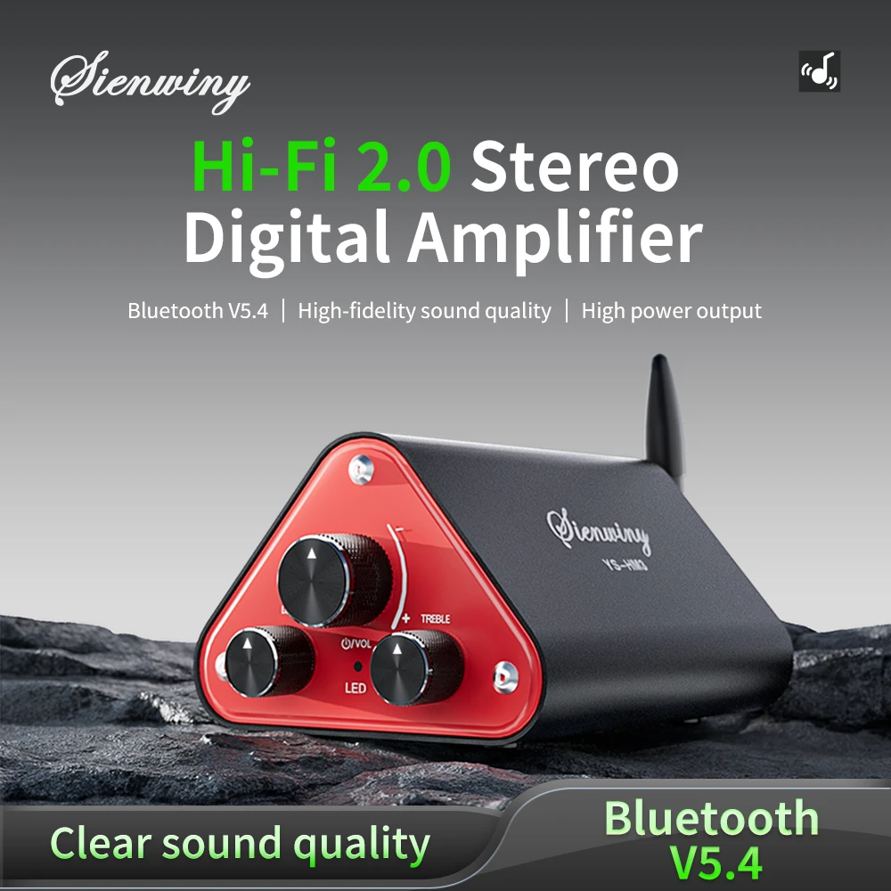 HiFi 2.0 Stereo Digital Amplifier, NE5532 Dual Op Amp, Ultra-Low Distortion, Bluetooth 5.4/USB/AUX 3 Input Modes