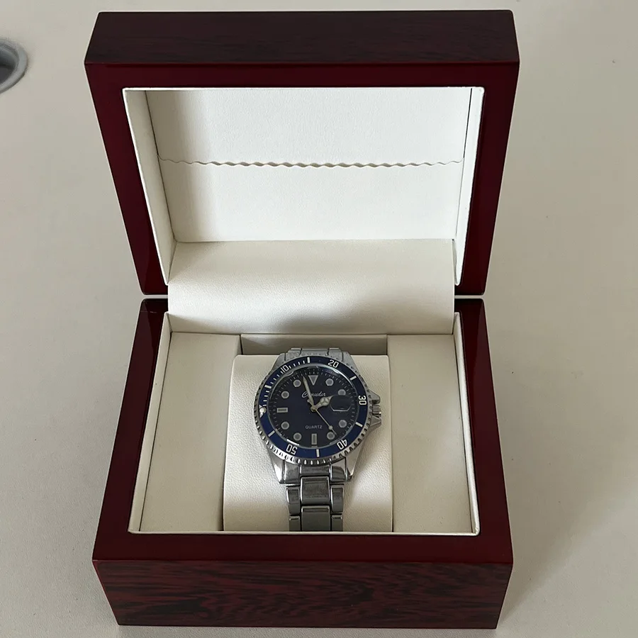 Premium 1 Grid Watch Storage box Wood material Red Paint Jewelry box A lighter Store the best gifts for Christmas