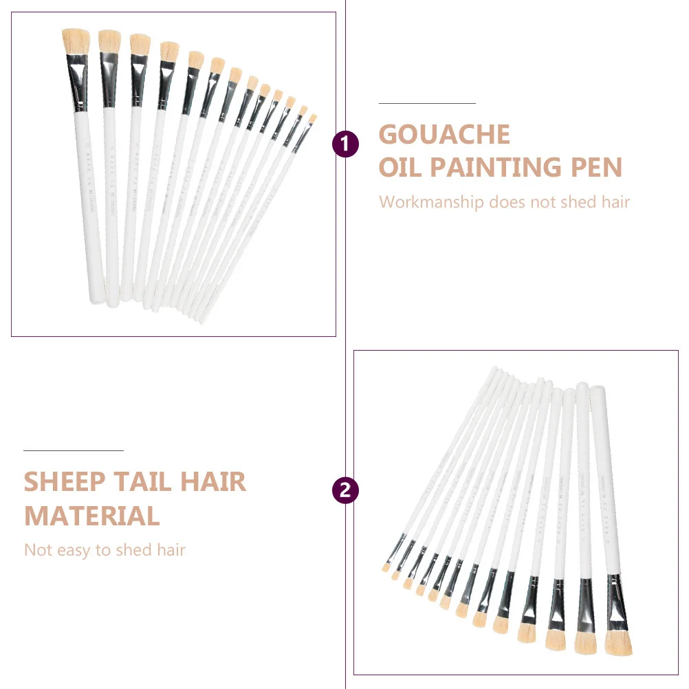 

12Pcs Shepherd Tail Brushes Premium Durable Oil Watercolor Acrylic Gouache Painting Tools Art Supplies Watercolor