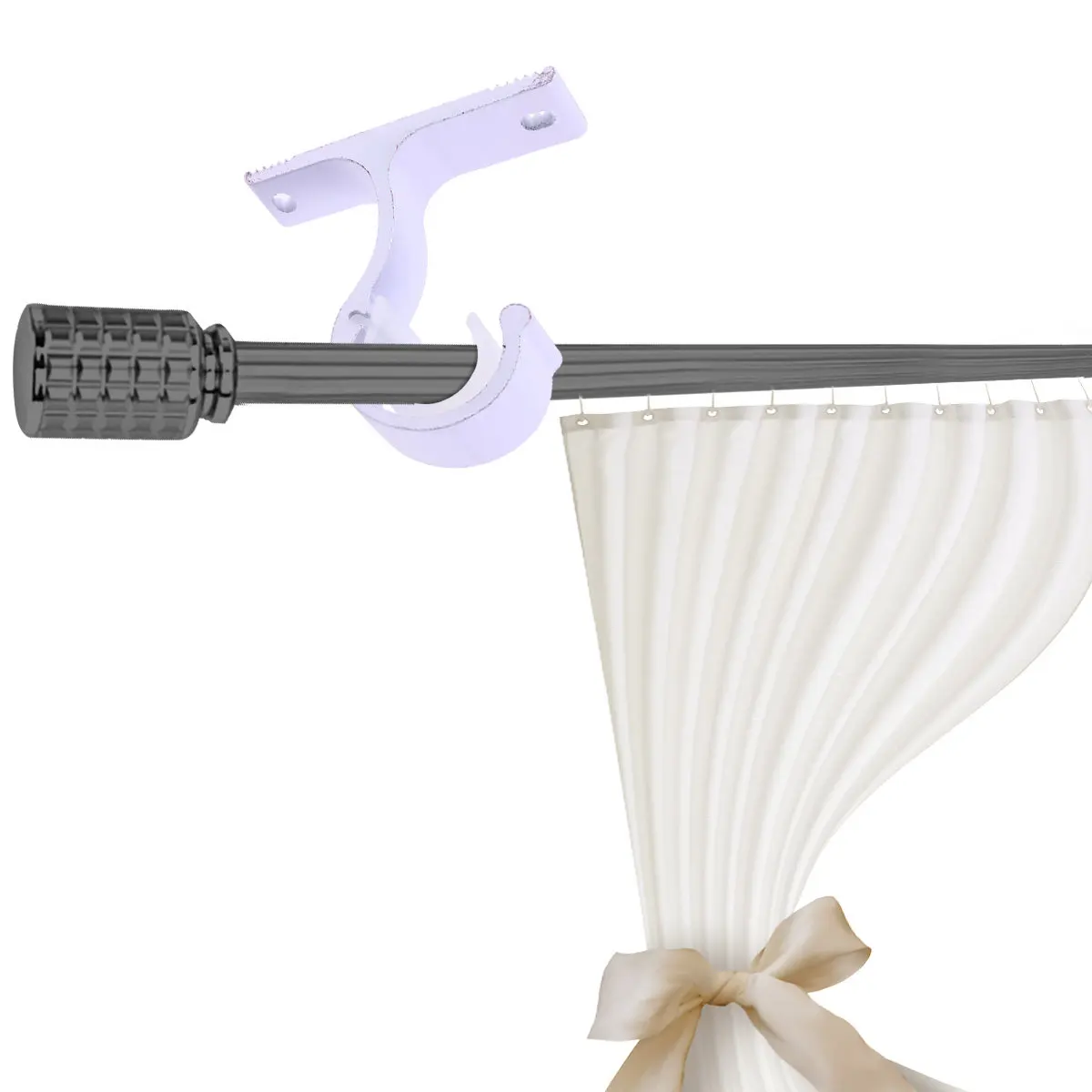 2Pcs Curtain Rod Aluminum Bracket Thick Single Mounting Rose Gold Holder for Window Drapery Rod Sturdy Curtain Support