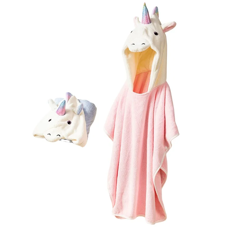 Children's bath towels, bath capes, coral fleece material, strong water absorption, easy to dry, breathable and soft