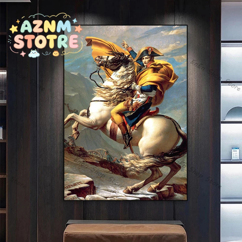 Napoleon Bonaparte Porträt-Posterdrucke, „Überquerung der Alpen“, „Kronung Napoleons I.“, Gemälde auf Leinwand für Wohnzimmer, Heimdekoration