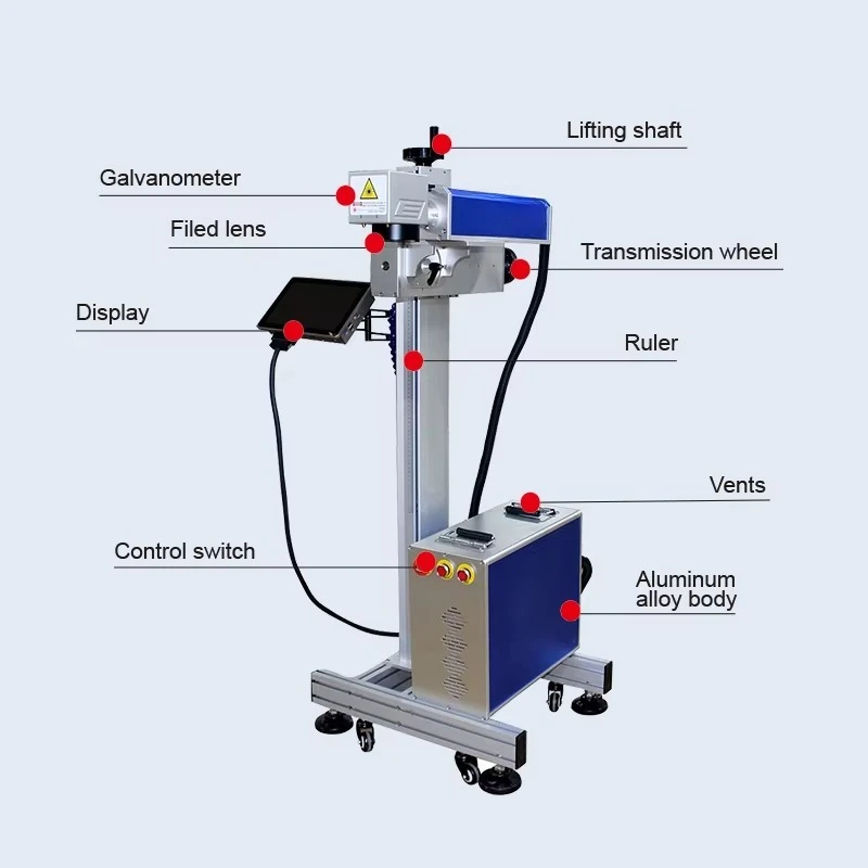 TH-600 30W 50W 60W 70W Raycus Fiber Laser Flying Marking Marker Machine for Metal Stainless Steel Copper Aluminum Engraving