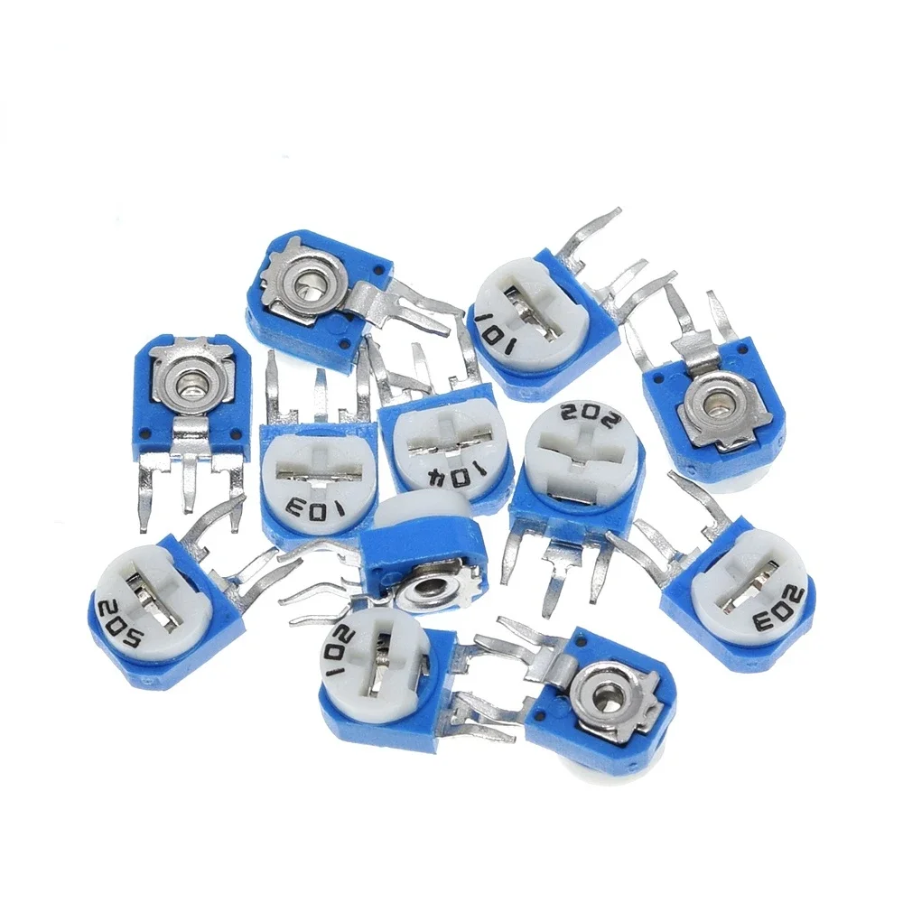 10szt Rm063 Rm-063 100 200 500 1k 2k 5k 10k 20k 50k 100k 200k 500k 1m Ohm Trimpot Trimmer Potencjometr Rezystor zmienny