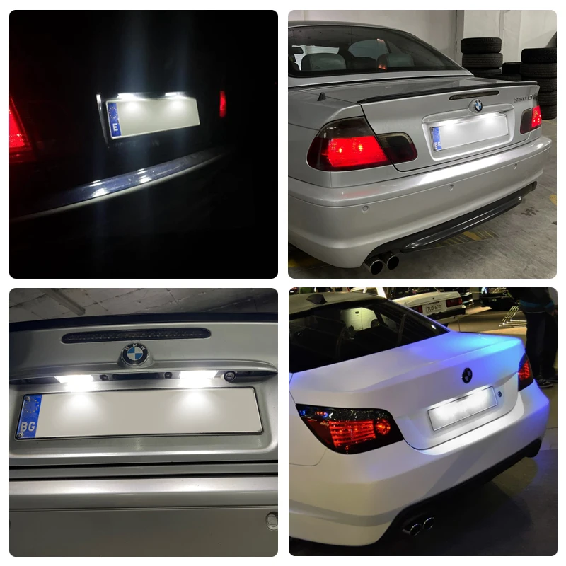 2Pcs For BMW 3 Series E46 2-Door Coupe M3 1998-2003 White LED Number License Plate Light