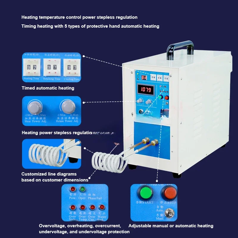 Metal Smelting High Frequency Induction Heating Machine 20KW Quenching/Annealing Welding Metal Heat Treatment Equipment