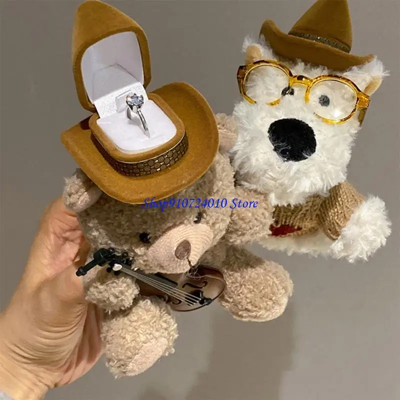 ของเล่นยัดไส้สัตว์จำลองสมจริง 77HD พร้อมการออกแบบล้างทำความสะอาดได้และช่องใส่เครื่องประดับหมวกคาวบอย