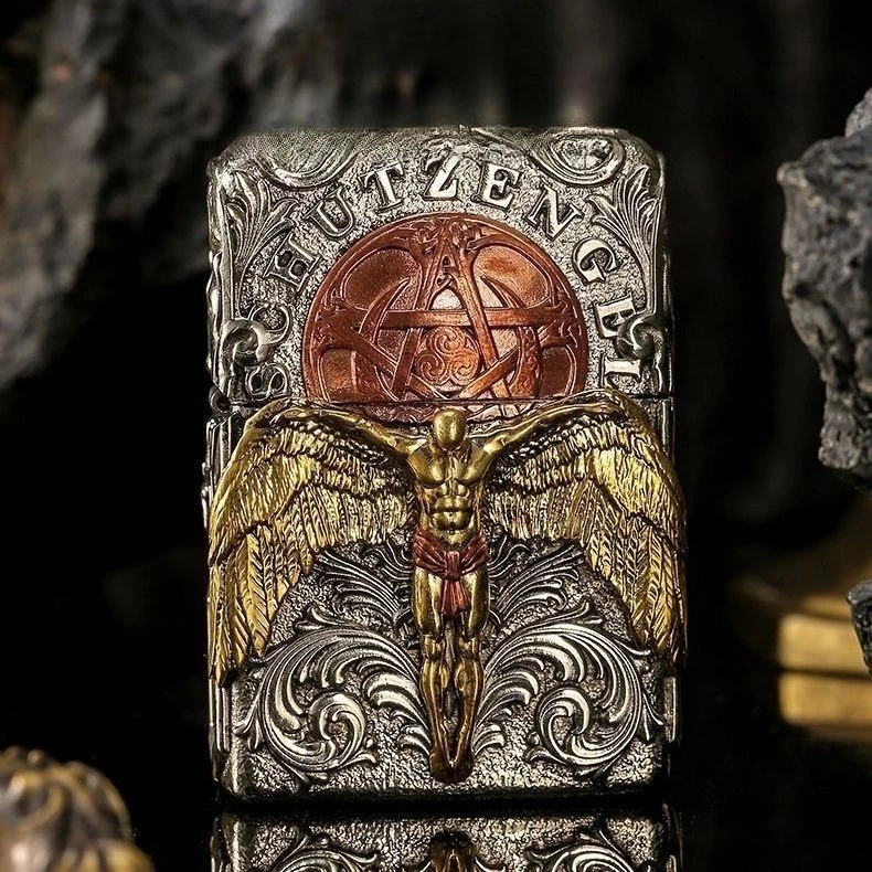 New Guardian Angel Armor Fuel Lighter, Classic Windproof Grinding Wheel Lighter, Cigarette Accessories, Men's Gift