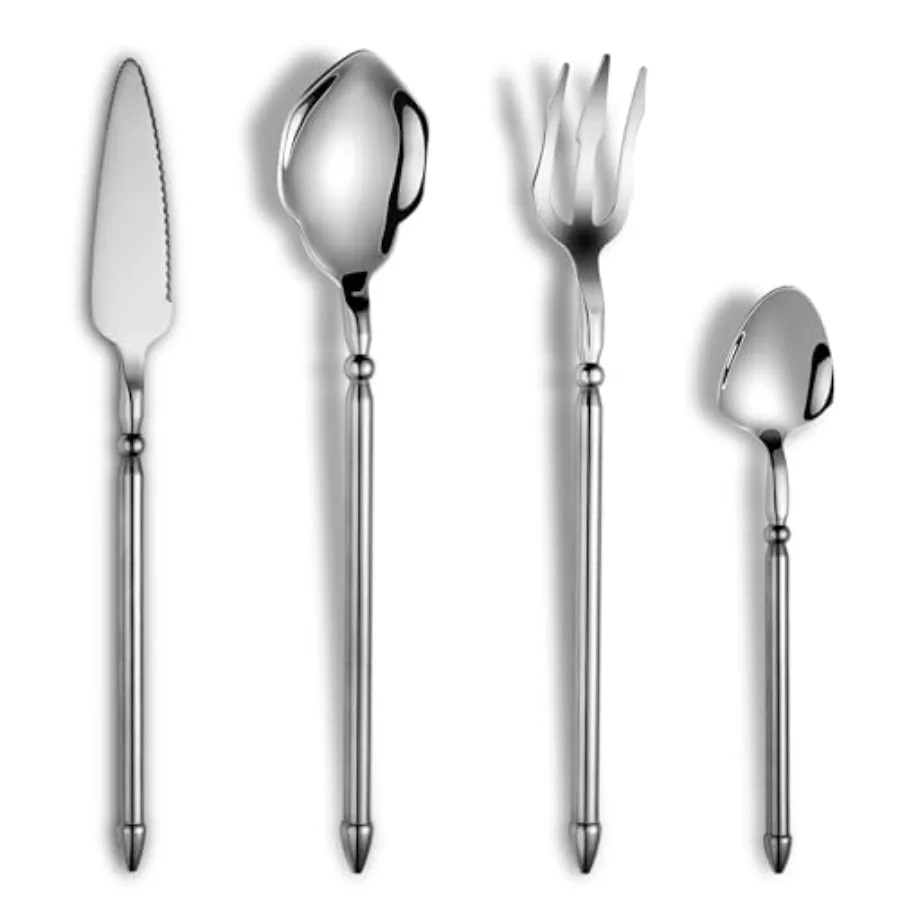 

16-Piece Stainless Steel Cutlery Set for 4 Mirror Polished Flatware with Double-edged Knife Dishwasher Safe Silverware Set for