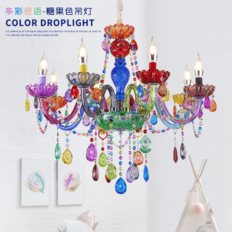 European style rural decoration colorful crystal chandeliers restaurants coffee shops colorful dream multi creative Chandelier