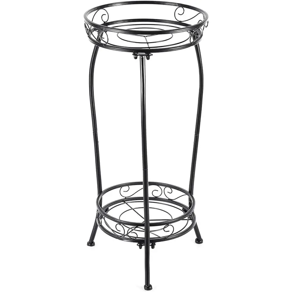 

Indoor Outdoor Tall Black Metal Rustproof Stable Plant Stands, 2 Tier 27.1 inch Multiple Plant Rack Holder Rack, Heavy Duty Lowe